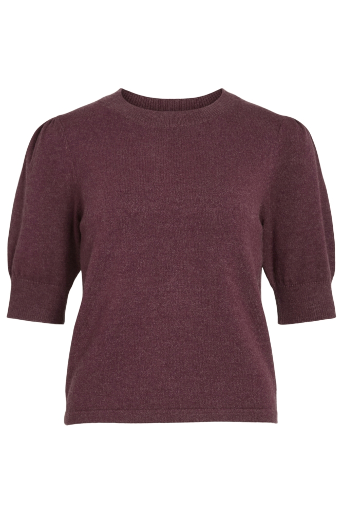 VIRIL 2/4 SLEEVE O-NECK KNIT TOP - 14105306 Fig/DARK MELANGE